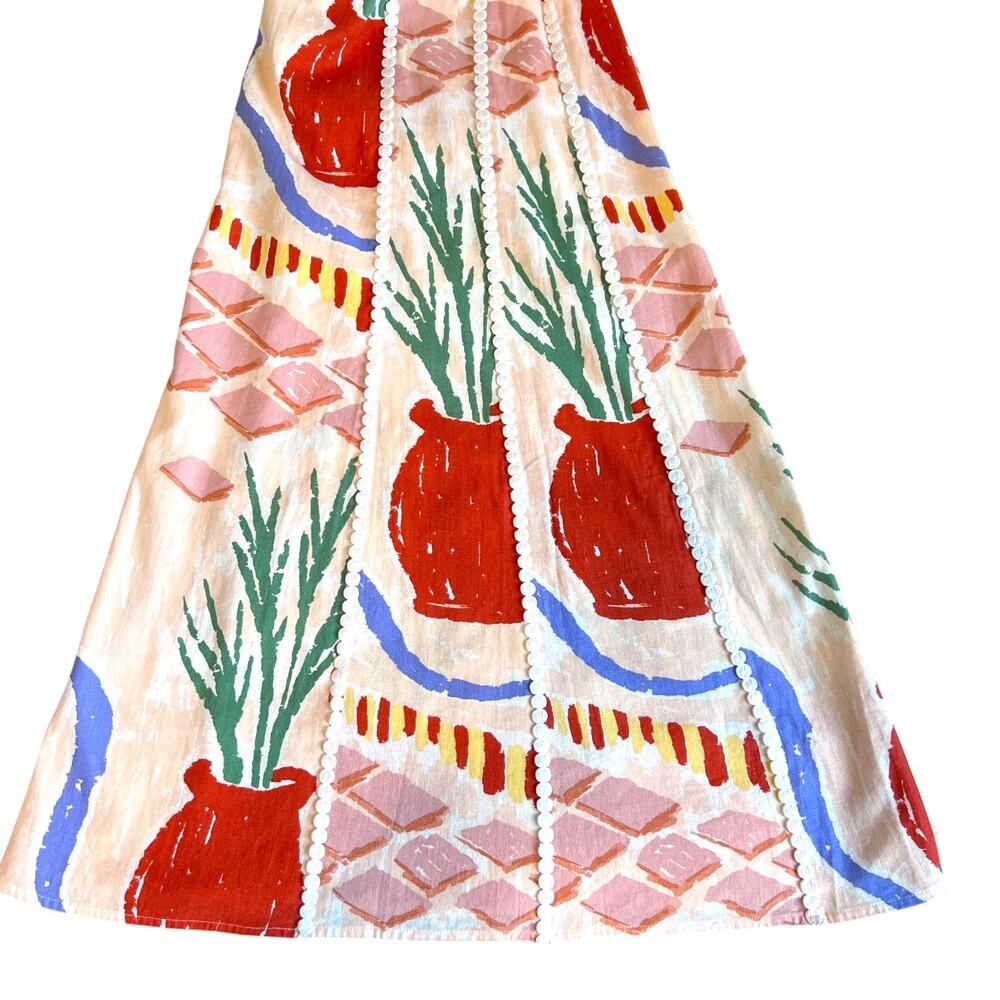 Christian Lacroix Midi Dress Cotton Blend Sleeveless Resort Peach Pink W's Large - Picture 10 of 15